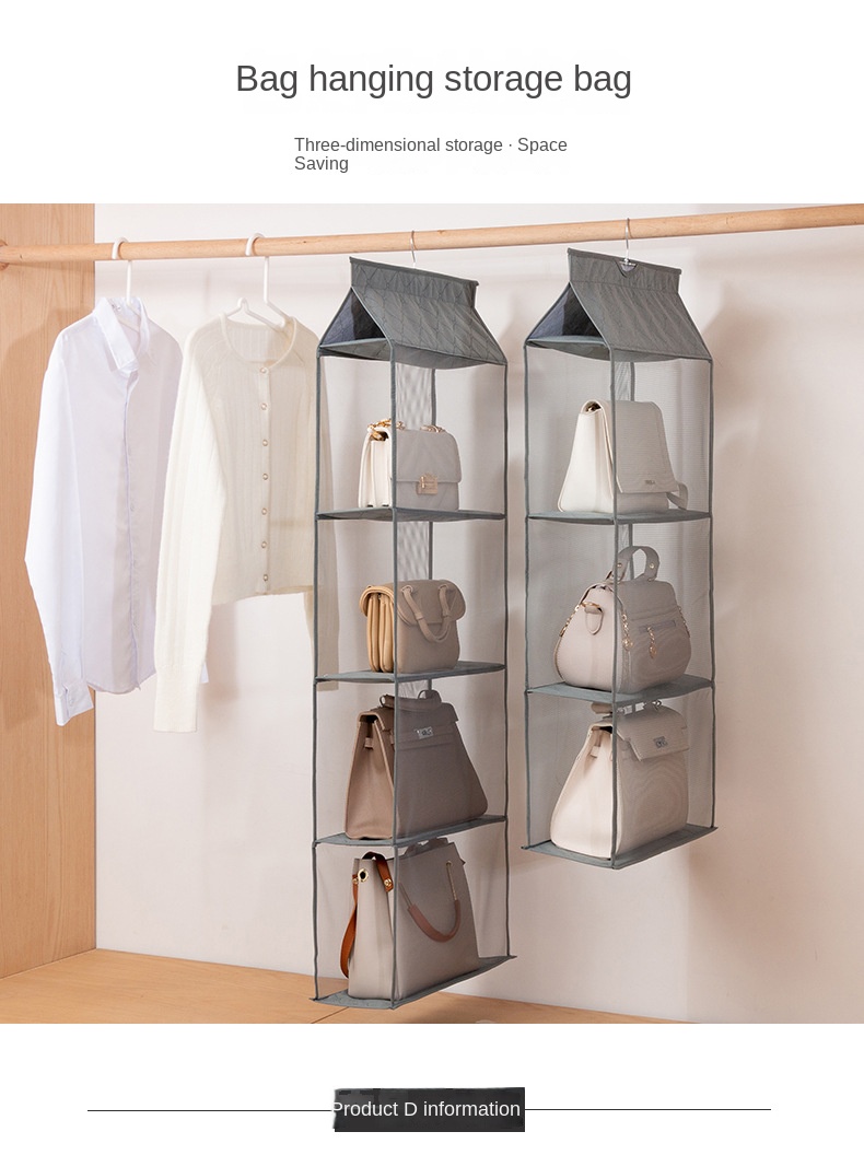 Three-dimensional Storage Hanging Bag Handbag Organizer for Closet Wall  Hanging