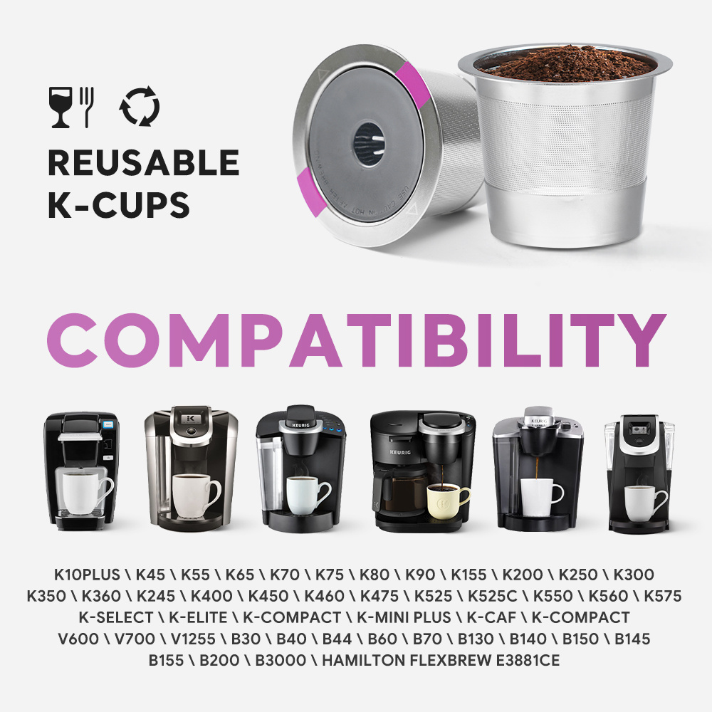 Reusable K Cups For Keurig, keurig reusable coffee pods Compatible with  1.0 and 2.0 Keurig Single Cup Coffee Maker Stainless Steel K Cup,BPA Free(1  pack)
