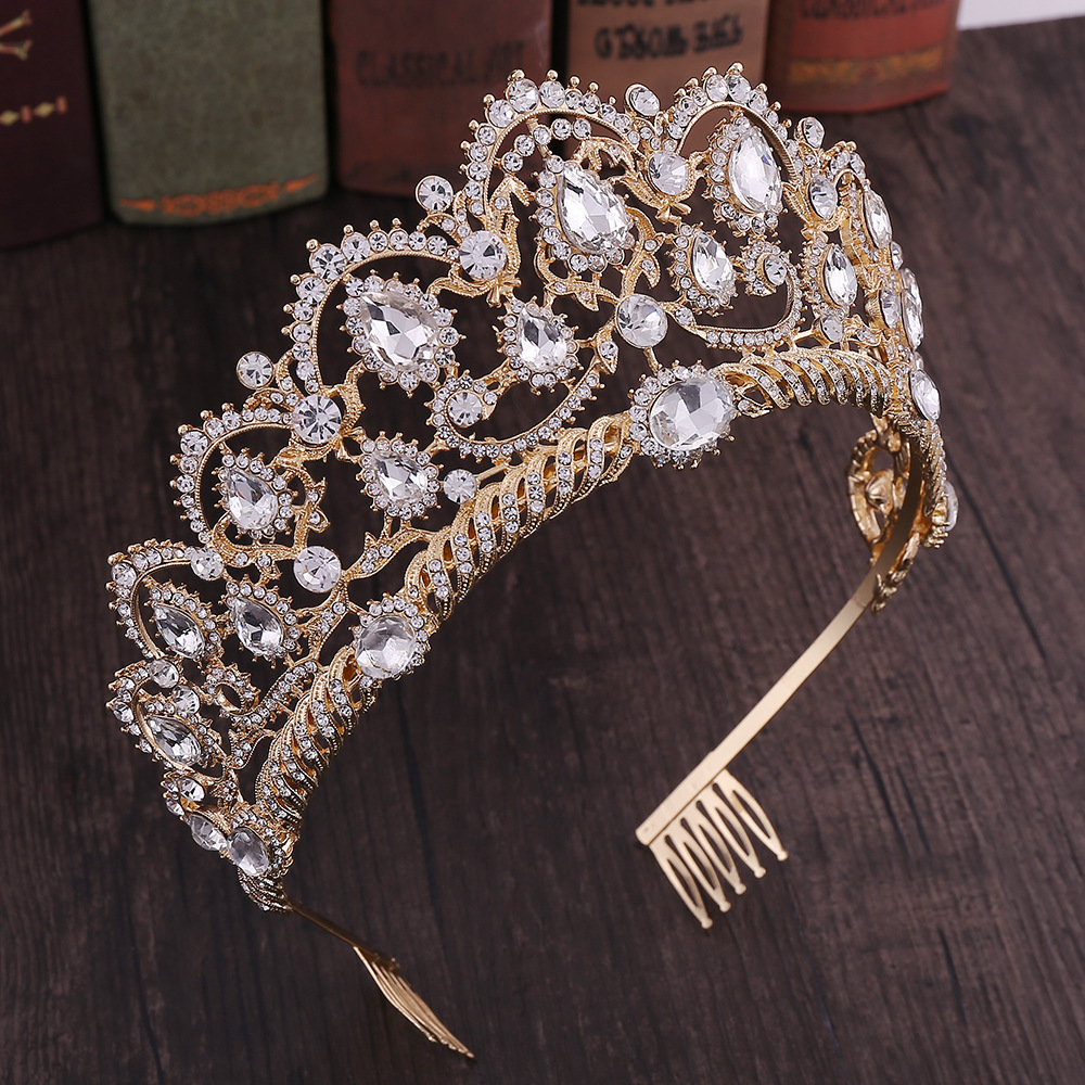 Baroque Vintage Queen King Hair Accessories Crystal Tiara Temu