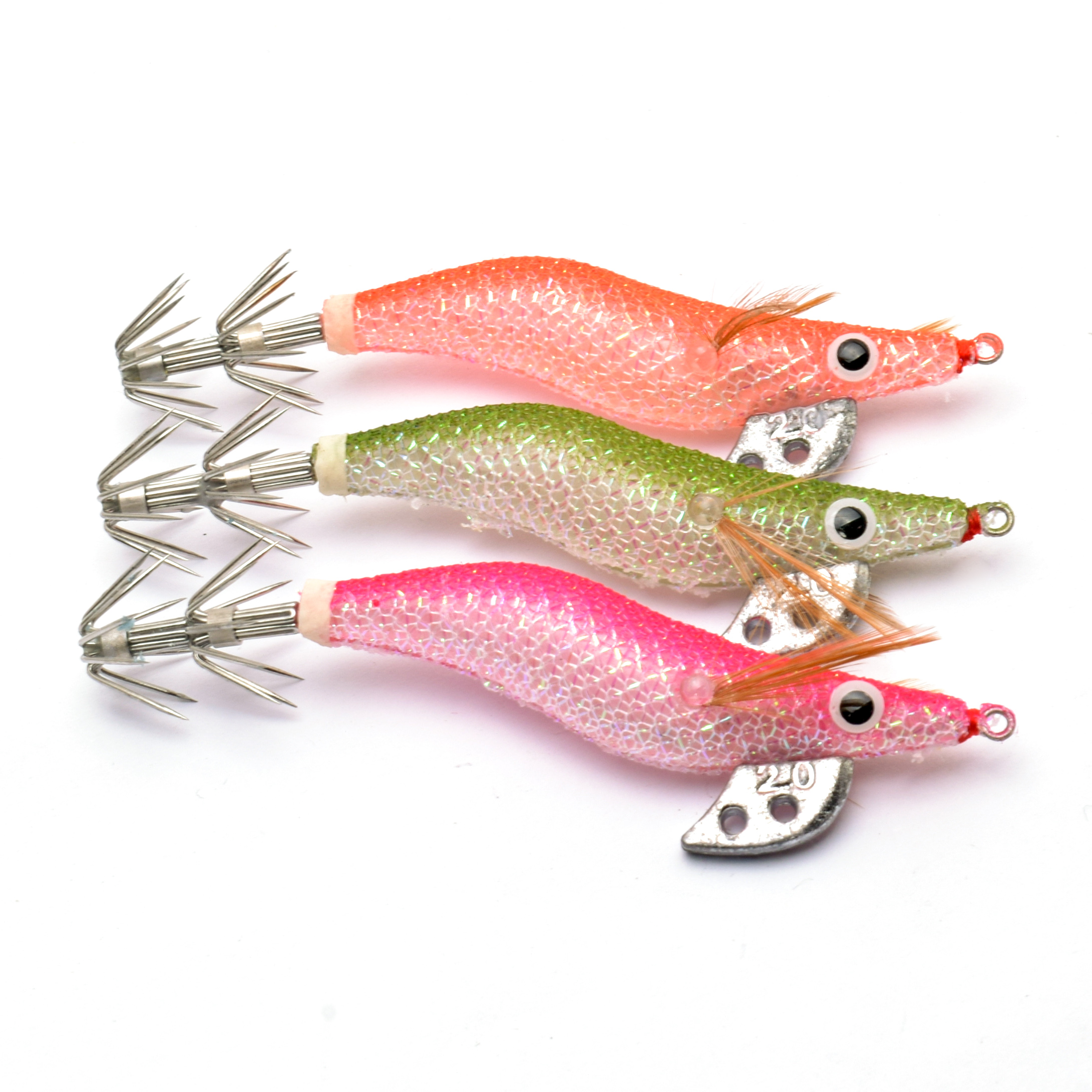 2.0# 2.5# 3.0# 3.5# Luminous Wooden Shrimp Fishing EGI Squid Jig