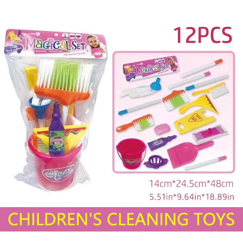  Juego de limpieza para niños, juguetes para el hogar, kit de  limpieza de casa de juegos de simulación, suministros de limpieza pequeños  de tamaño infantil, herramientas de cocina para el hogar