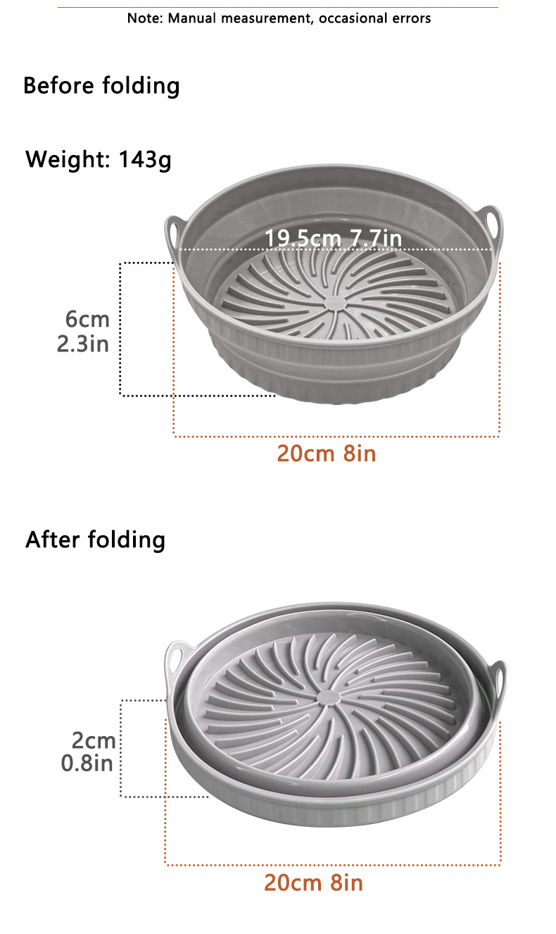 Air Fryer Silicone Tray Foldable Round Silicone Gasket Easy - Temu
