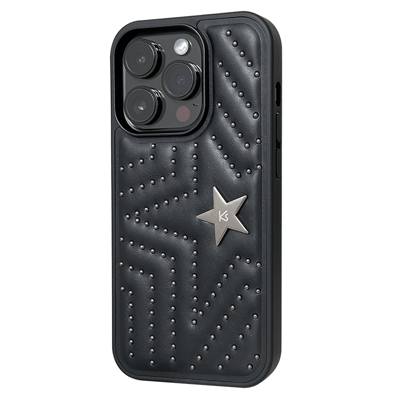 Elegant Luxury Rivet Stars Leather Case - Temu