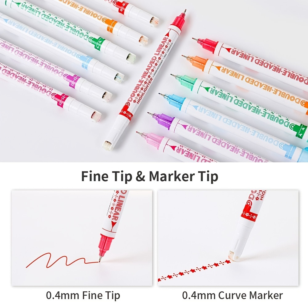 Double Line Double Color Highlighters Pen Study Marker 2 - Temu