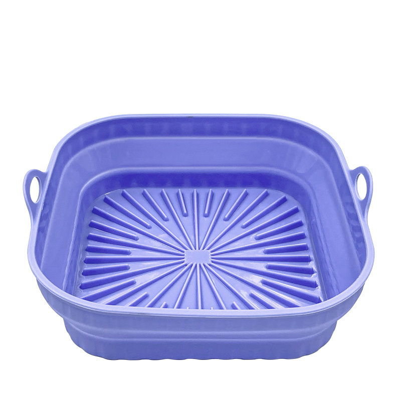 1pc Silicone Air Fryer Baking Pan, Blue Silicone Air Fryer Mat, 3d Foldable  Round Baking Sheet For Household Air Fryer