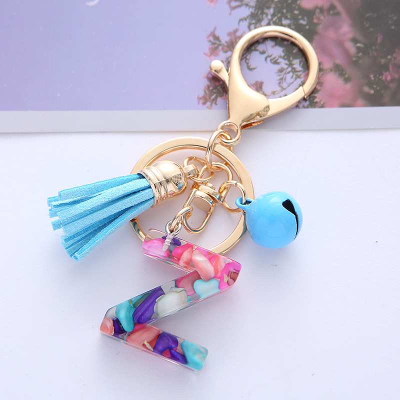 pulunto Alphabet Keychain with Tassel, Initial Letter Couple Key
