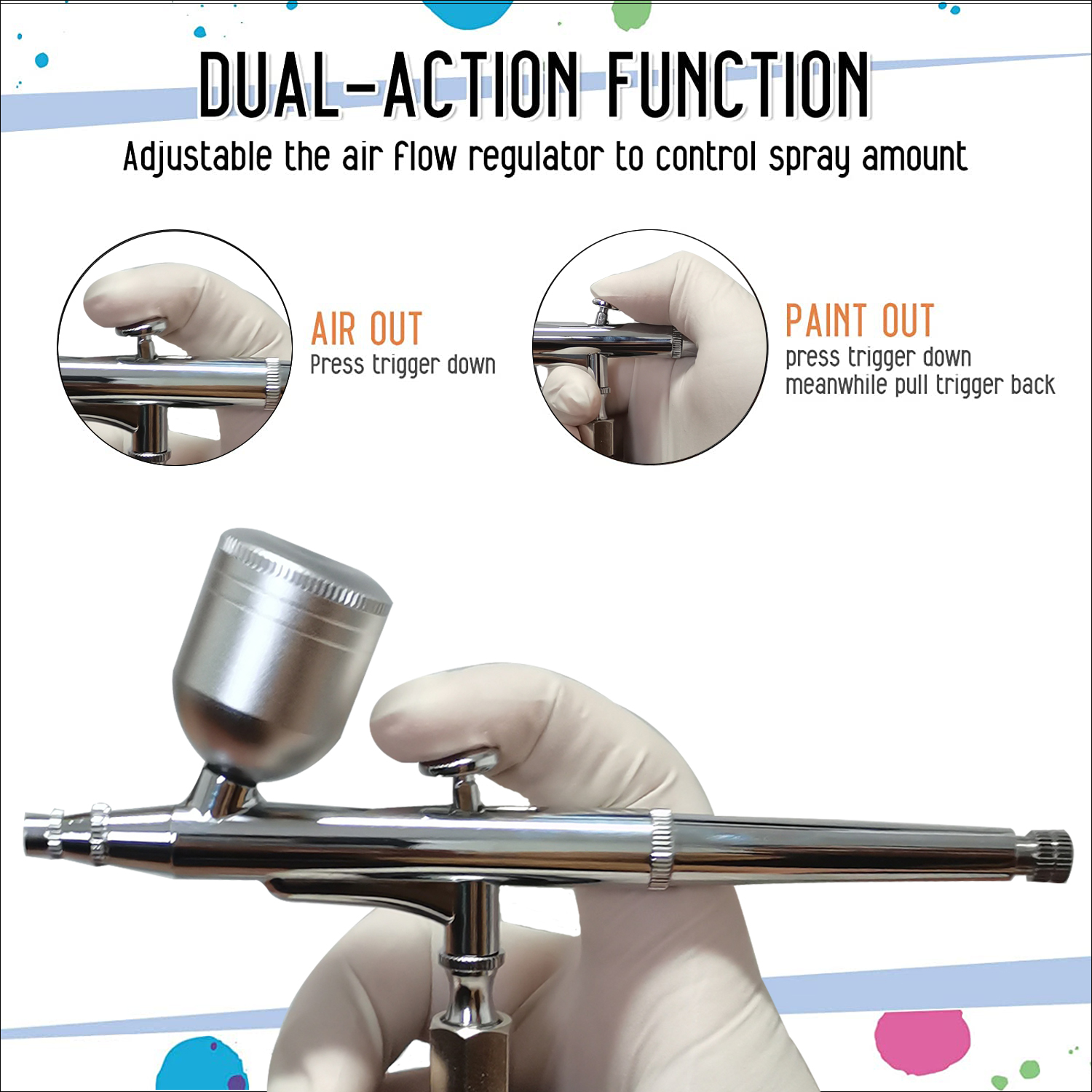 Dual Action Nail Art Airbrush Kit, Mini Airbrush Compressor