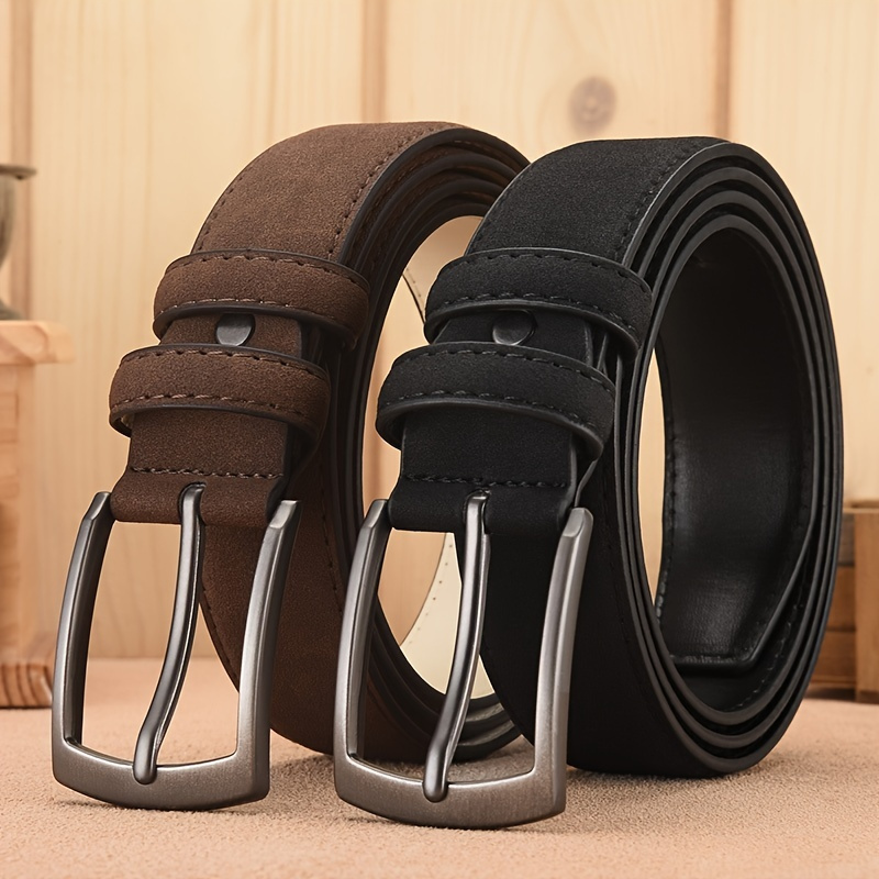 

Men's Suede Belt Retro Trend Alloy Buckle Plus Size Men's Belt Large Size Genuine High-end Belt Casual Sports Belt, Gift For Boyfriend And Dad, Available In 2 Colors And 3 Sizes