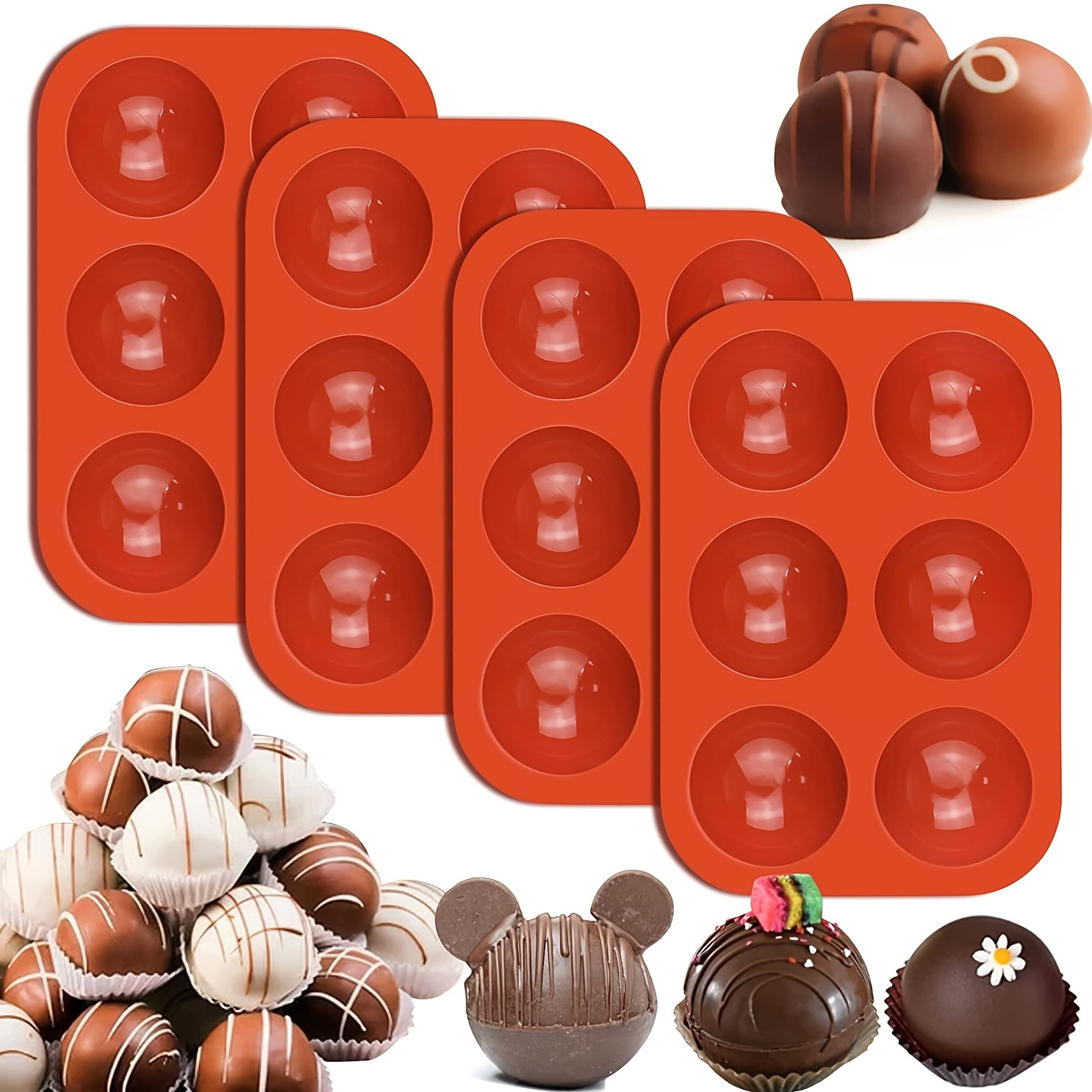 Comprar Molde de silicona con forma de media bola y 6 agujeros para  Chocolate, semiesfera redonda, moldes de silicona para hornear para  postres, bricolaje, Mousse de cúpula de gelatina