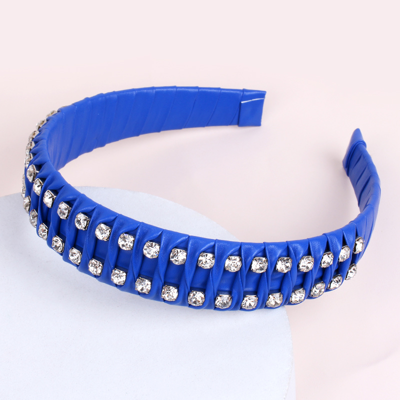 Hand Braided Headband Rhinestone Leather Hairband