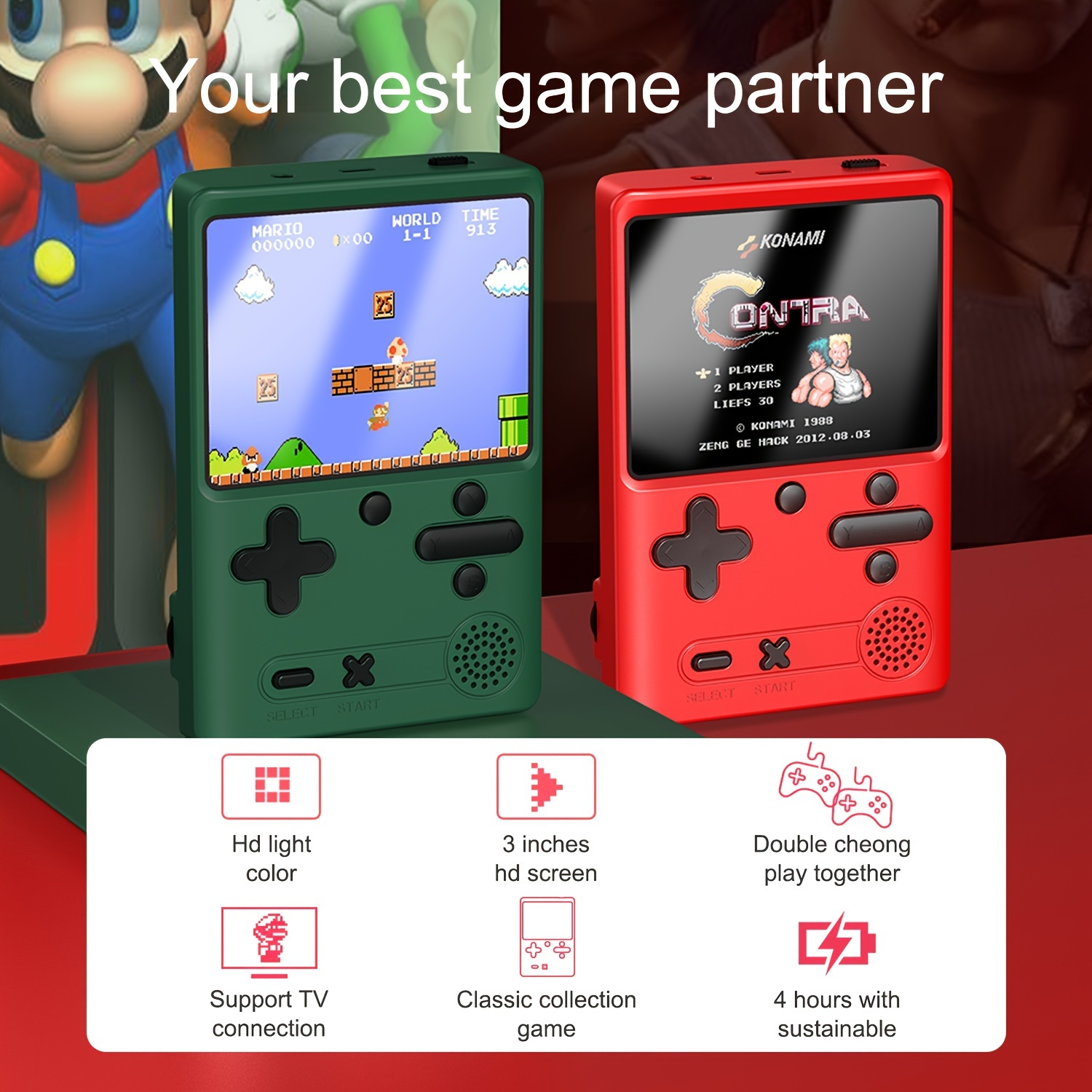 Handheld Game Console For Kids Adults 3 0 Inch Large Screen Preloaded