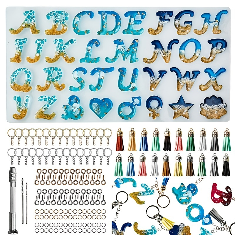 

Diy Crystal Resin Drop Glue Letter English Word Silicone Mold For Making Pendant Keychain