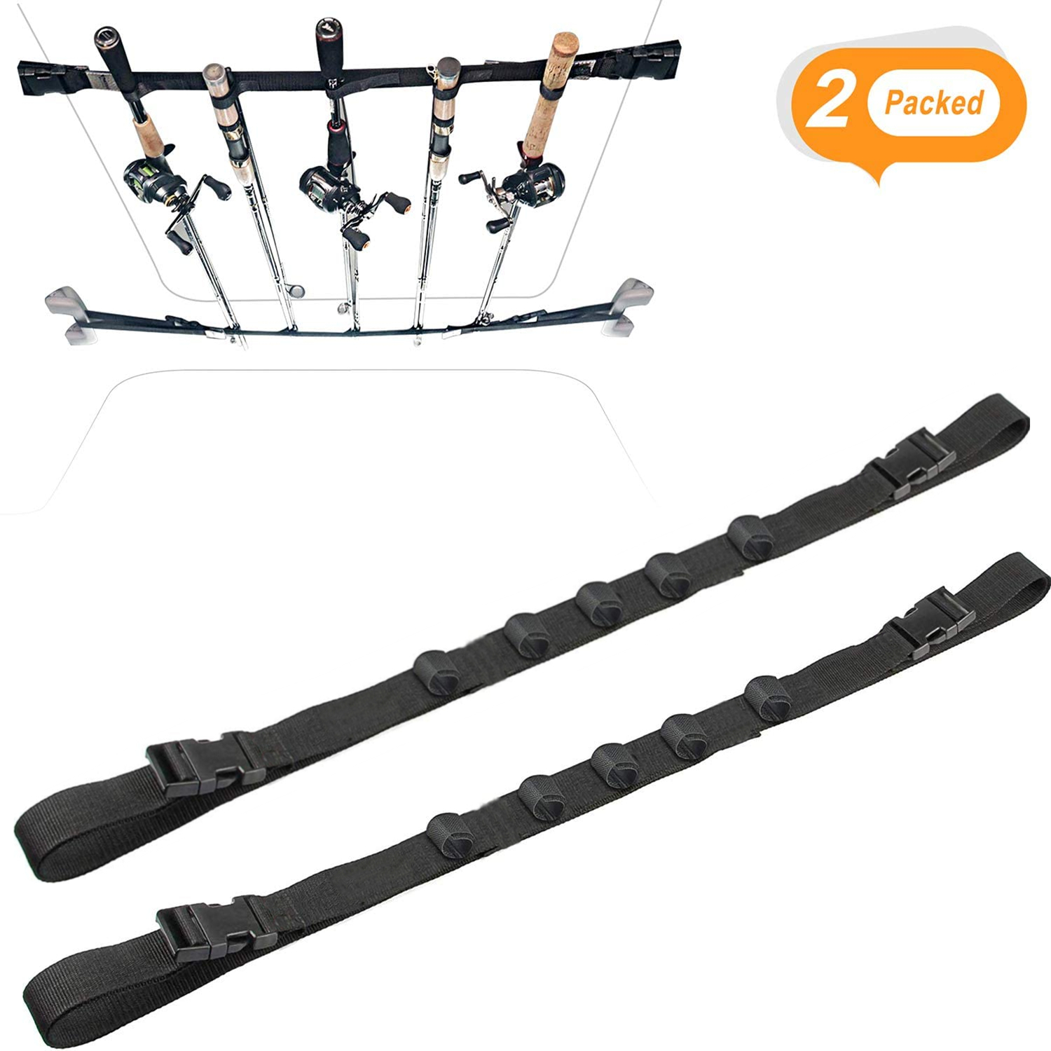 Vehicle Fishing Rod Holder Strap, Outdoor Rod Racks Accessories for SUV,  Wagons, Wrangler, 2 Pcs
