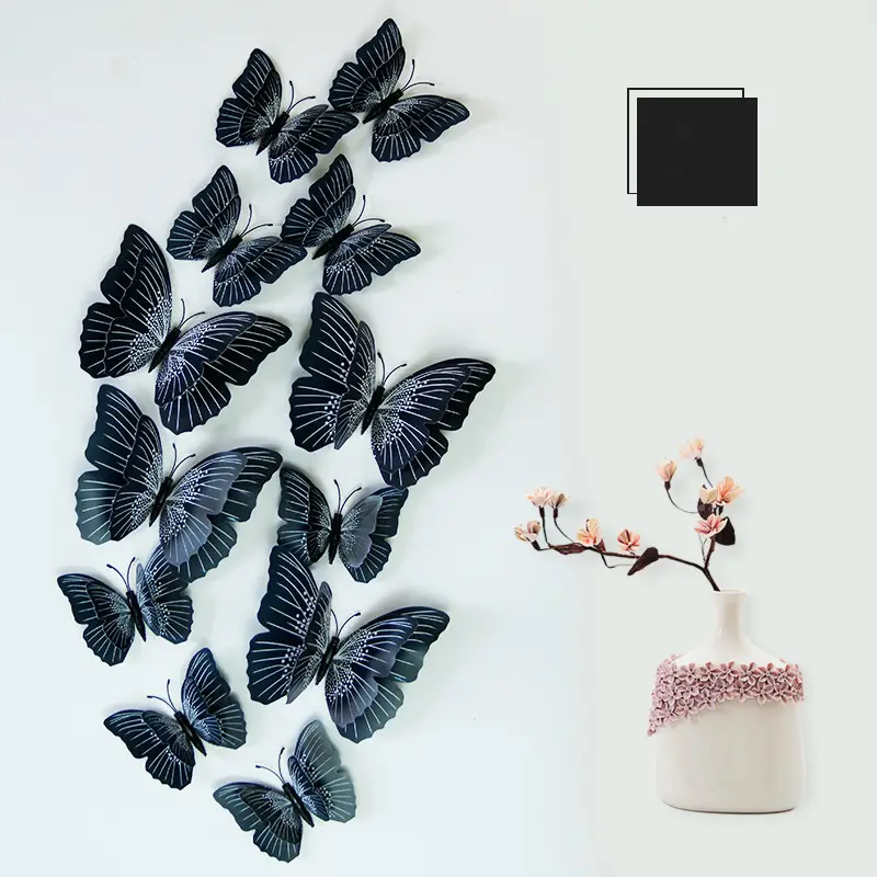 12Pcs 3D Butterfly Wall Stickers Magnetic Decals Home Room Decor US