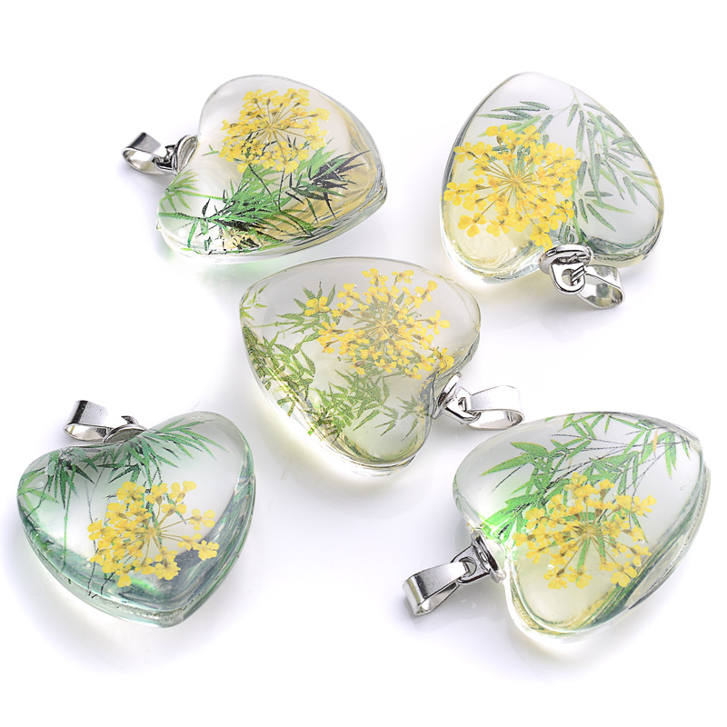 3pcs Clear Glass Heart-Shaped Dried Flower Pendant DIY Jewelry Making Hand Craft Fine Jewelry,Temu