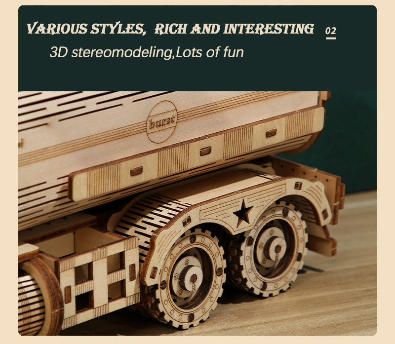 DIY 3D Wooden Puzzles Money Box Piggy Bank Fuel Truck Model