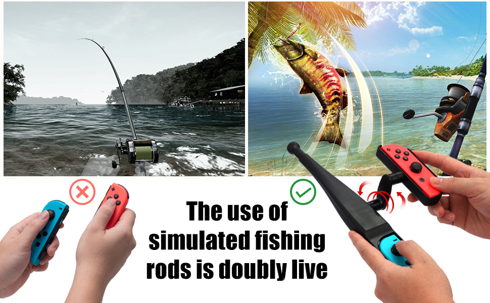 Fishing Rod for Switch, Fishing Game Accessories Compatible with Switch Legendary Fishing - Switch Standard Edition and Bass Pro Shops: The Strike
