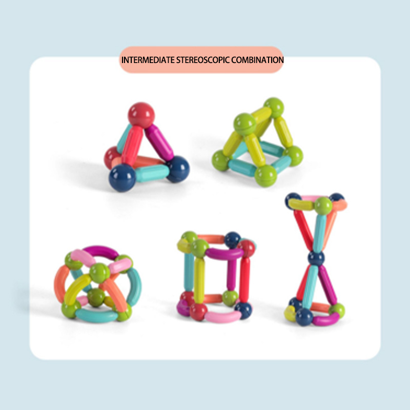  MKbobean Juego de bolas y varillas magnéticas, juego de  construcción de palos y bolas magnéticas, juguetes STEM educativos con imán  3D, juguetes Montessori para niños pequeños y niñas de 3 años (