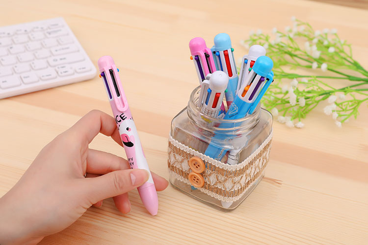 Cartoon Unicorn Flamingo Creative Multicolor 6 Color Ball Pen Students Press Color Journal Pen