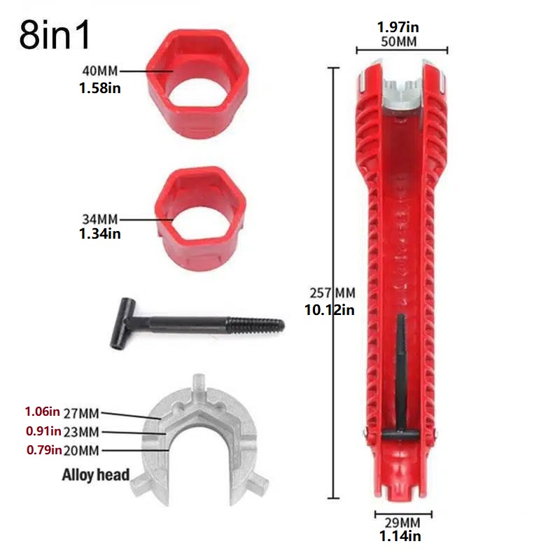 iPobie 1 pezzi Chiave per Tubo,Multifunzionale Acqua Tubo Chiave Rubinetto  Lavello e Strumento di Installazione per Bagno/Cucina Tubi Idraulici