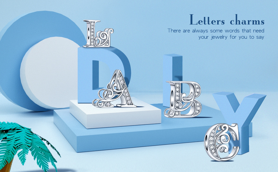 Presentski Letter Charms 925 Sterling Silver Charms for Bracelets Necklace  Initial Alphabet Charms Openwork Letters Alphabet Beads Letters AZ Charms
