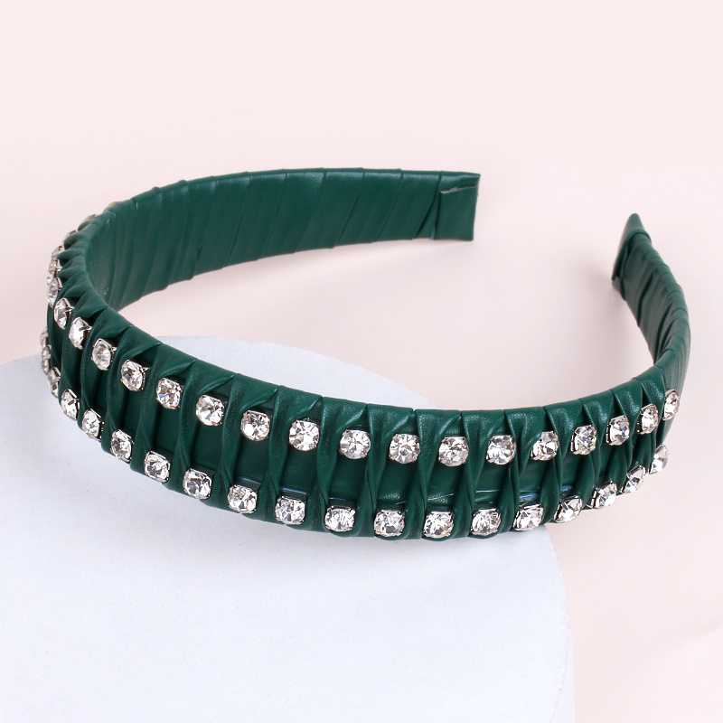 Hand Braided Headband Rhinestone Leather Hairband