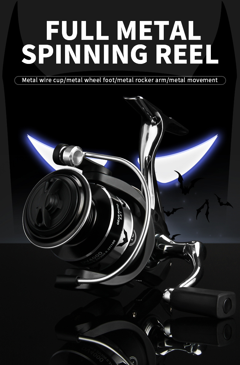 High-Performance All-Metal Spinning Fishing Reel with 14+1 BB, 5.2:1/4.7:1  Gear Ratio, Max Drag 15kg - Ideal for Saltwater Fishing, 1000-7000 Series