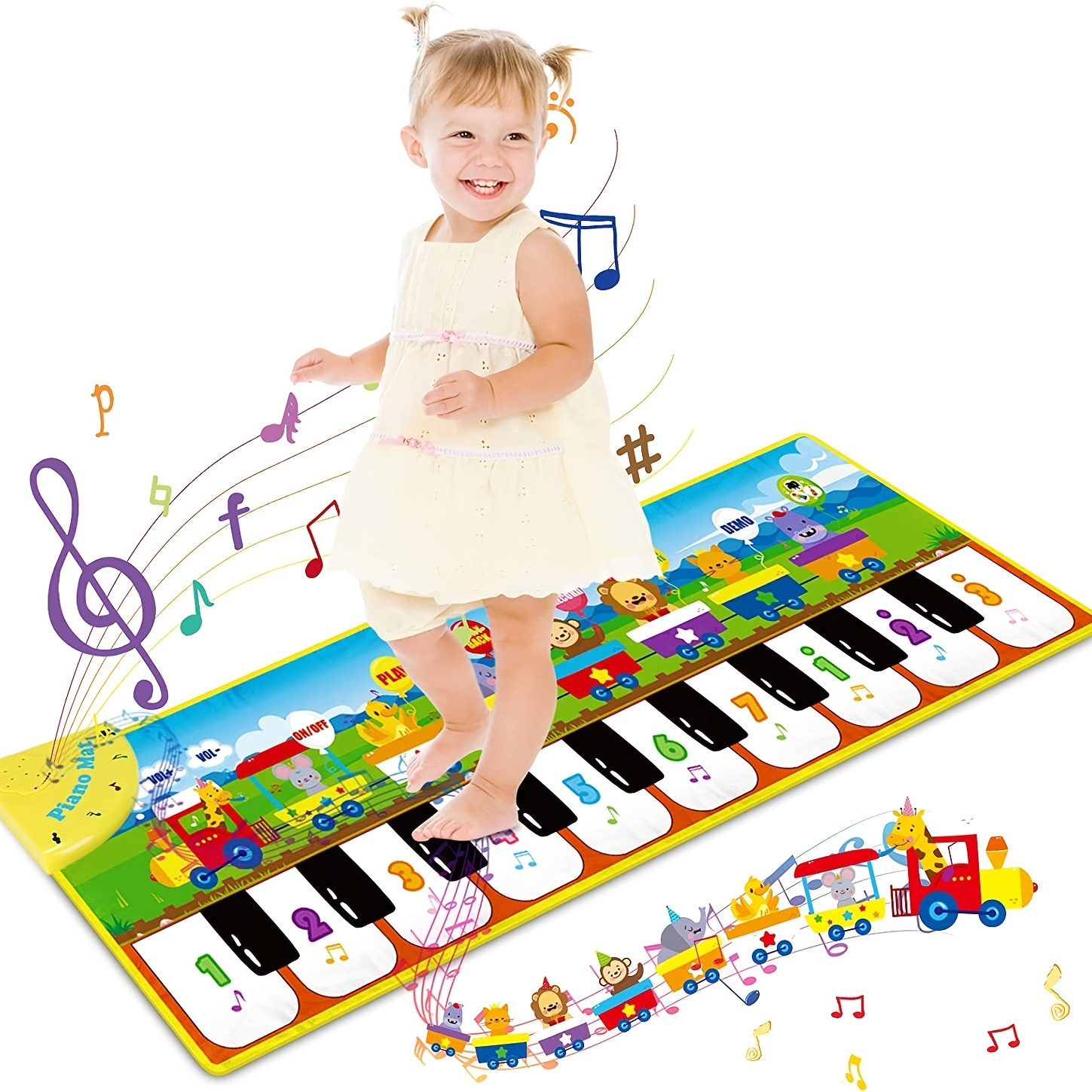 Tapis de piano pour tout-petits, 43,3 « X 14 » Jouets musicaux avec 28 sons  de musique Couverture Touch Playmat Tapis de danse Jouets éducatifs Cadeaux  pour 1 2 3 4 ans Gir