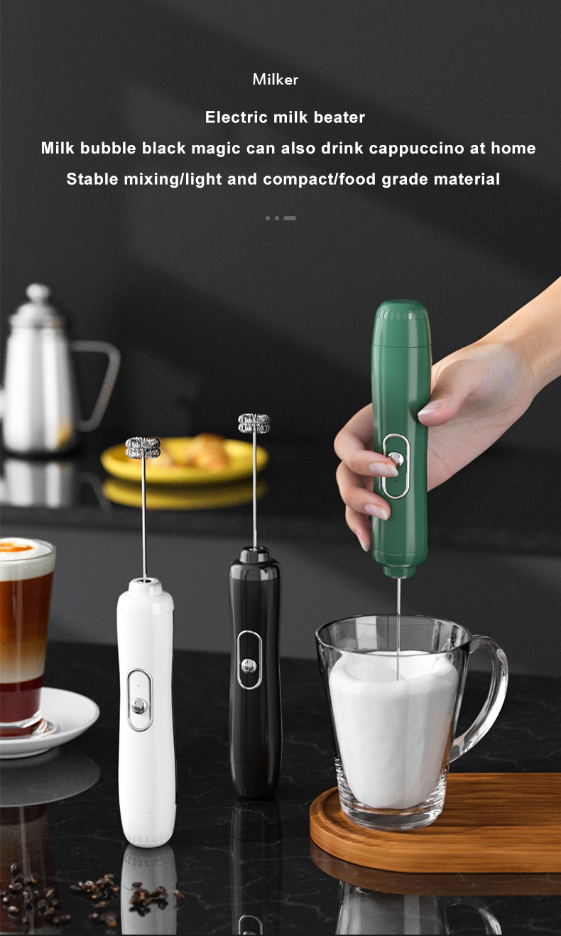 Rechargeable Milk Frother, Electric Coffee Foamer, Handheld Drink Mixer for  Latte, Cappuccino, Coffee, Eggs, Hot Chocolate, Protein,Beige