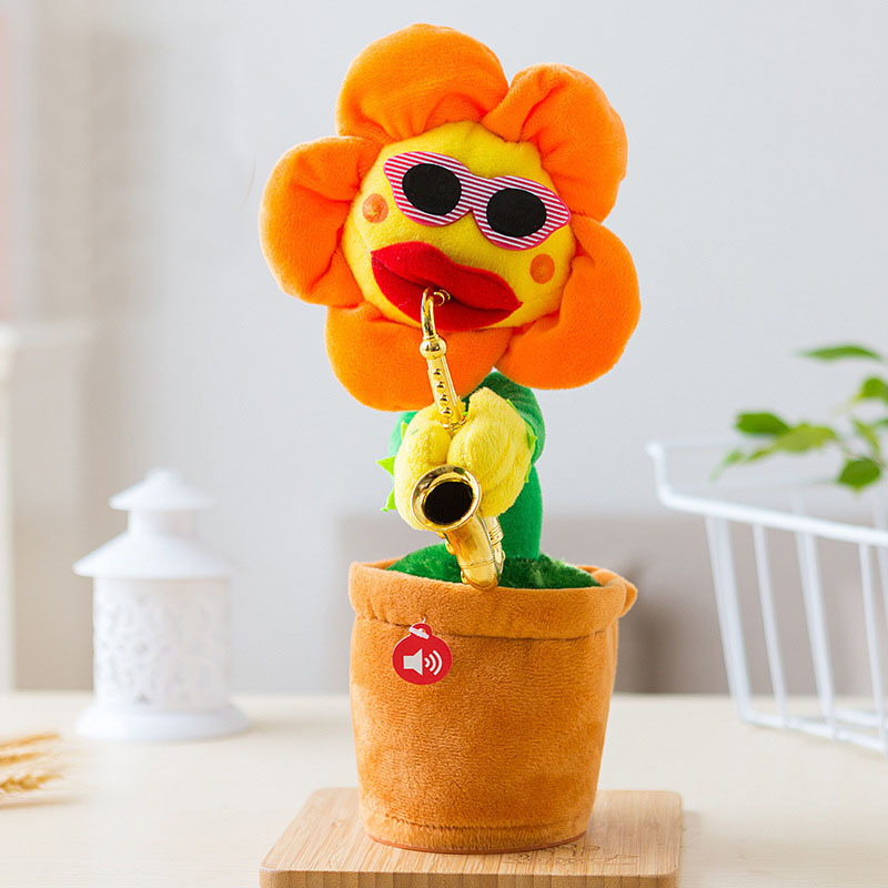 Singende tanzende Blume Plüschtiere lustiges Schütteln Körperwackelnde Blume  Stofftier wiederholen was Sie Sagen Spielzeug interaktives Spielzeug mit  120 englischen Liedern bunten Lichtern: : Spielzeug