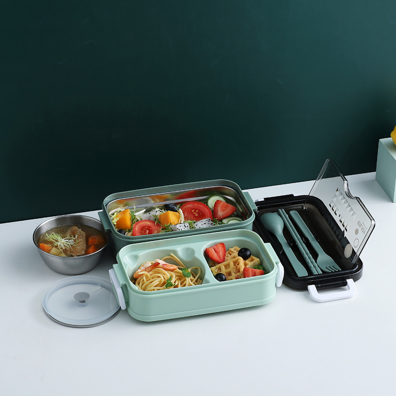 Portable Lunch Box With Spork And Dipping Bowl Perfect For - Temu