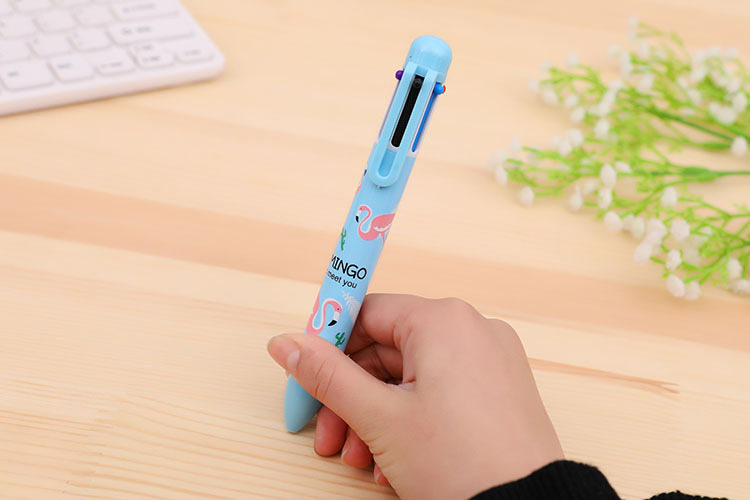 Cartoon Unicorn Flamingo Creative Multicolor 6 Color Ball Pen Students Press Color Journal Pen