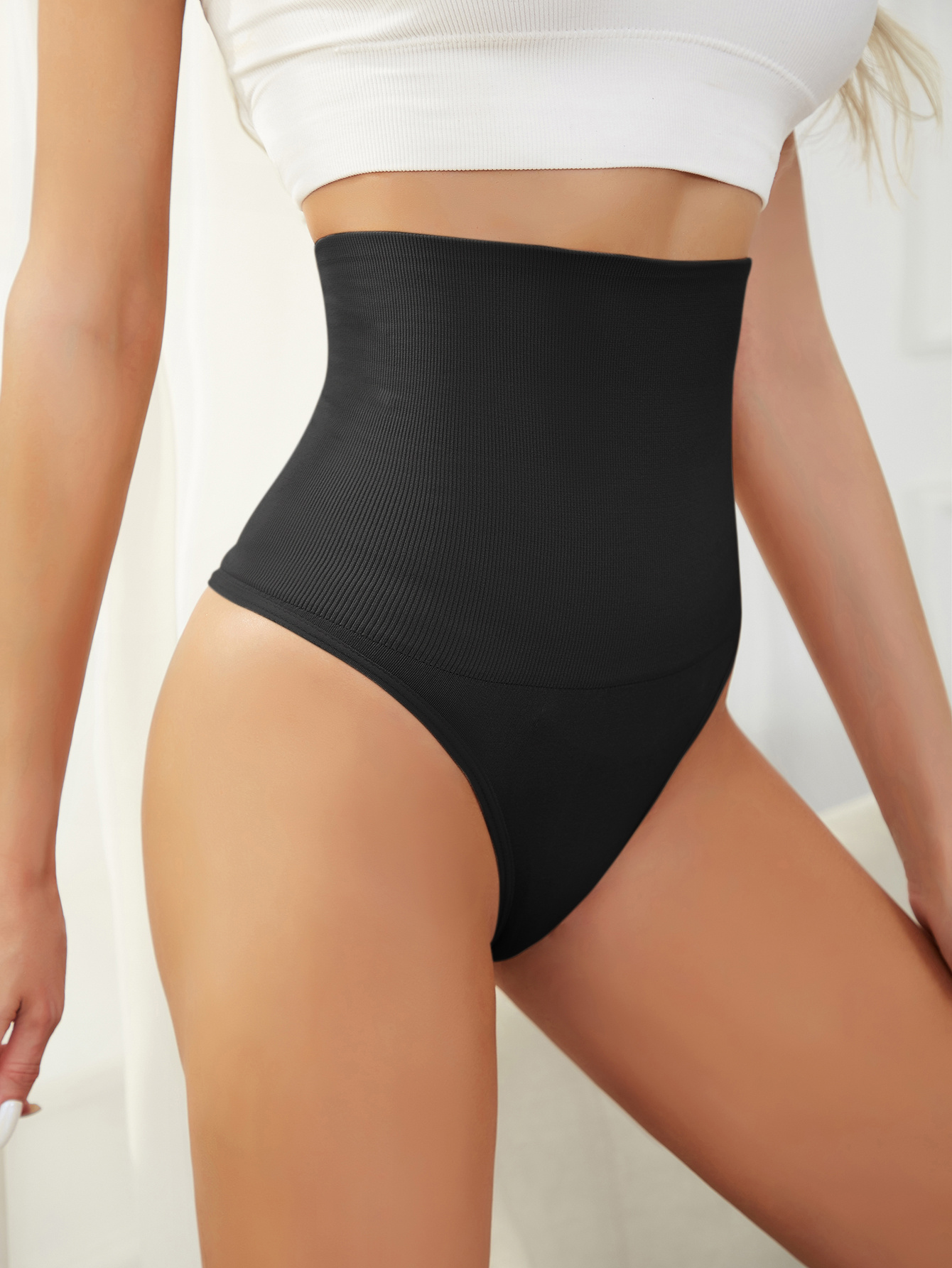 Women's Comfortable Solid High Waist Shapewear Panties, Skinfriendly