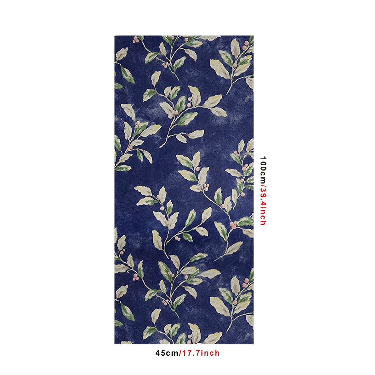 1pc Dark Blue European Retro Floral Pattern Self Adhesive Contact Paper  Removable Waterproof Peel And Stick Wallpaper For Refrigerator Speaker  Dryer Cabinet Oven Appliance Furniture Home Decor Room Background Kitchen |  Shop