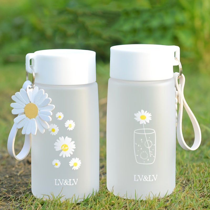 500ml Kawaii Small Daisies Milk Water Bottle With Straw Portable Leakproof  Frosted Glass Fashion Cute Drinking Coffee Cup