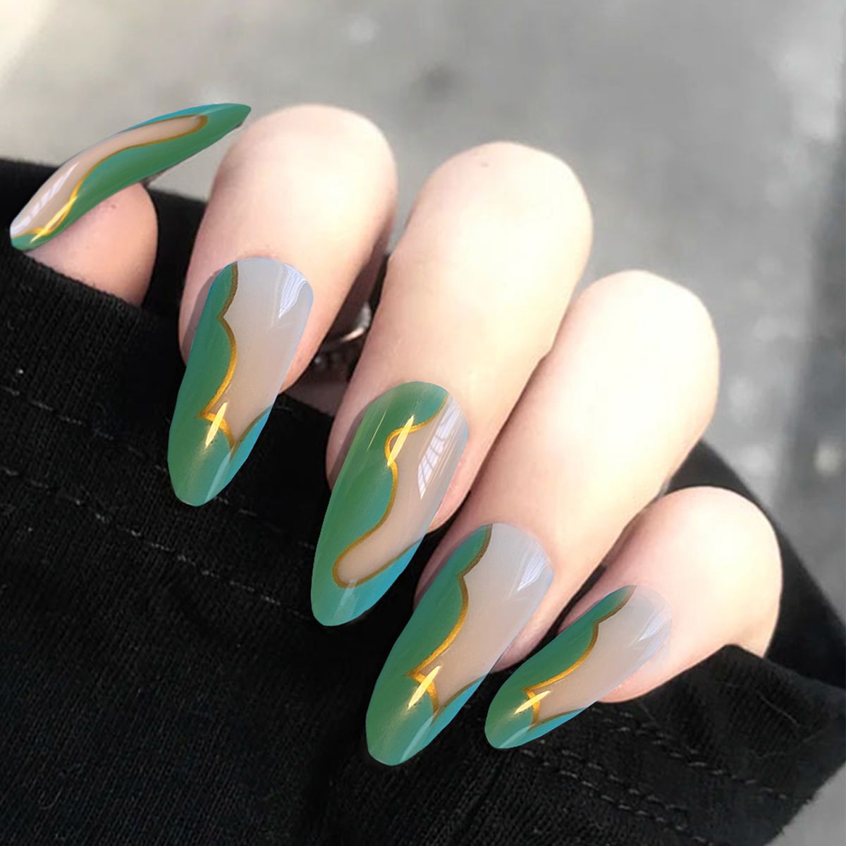 St Patrick's Day Green Press On Nails Vintage Full Cover Acrylic Tips  Medium Artificial Uv Gel Nails Glossy Artificial Nails For Women And Girls  | Shop Now For Limited-time Deals | Temu