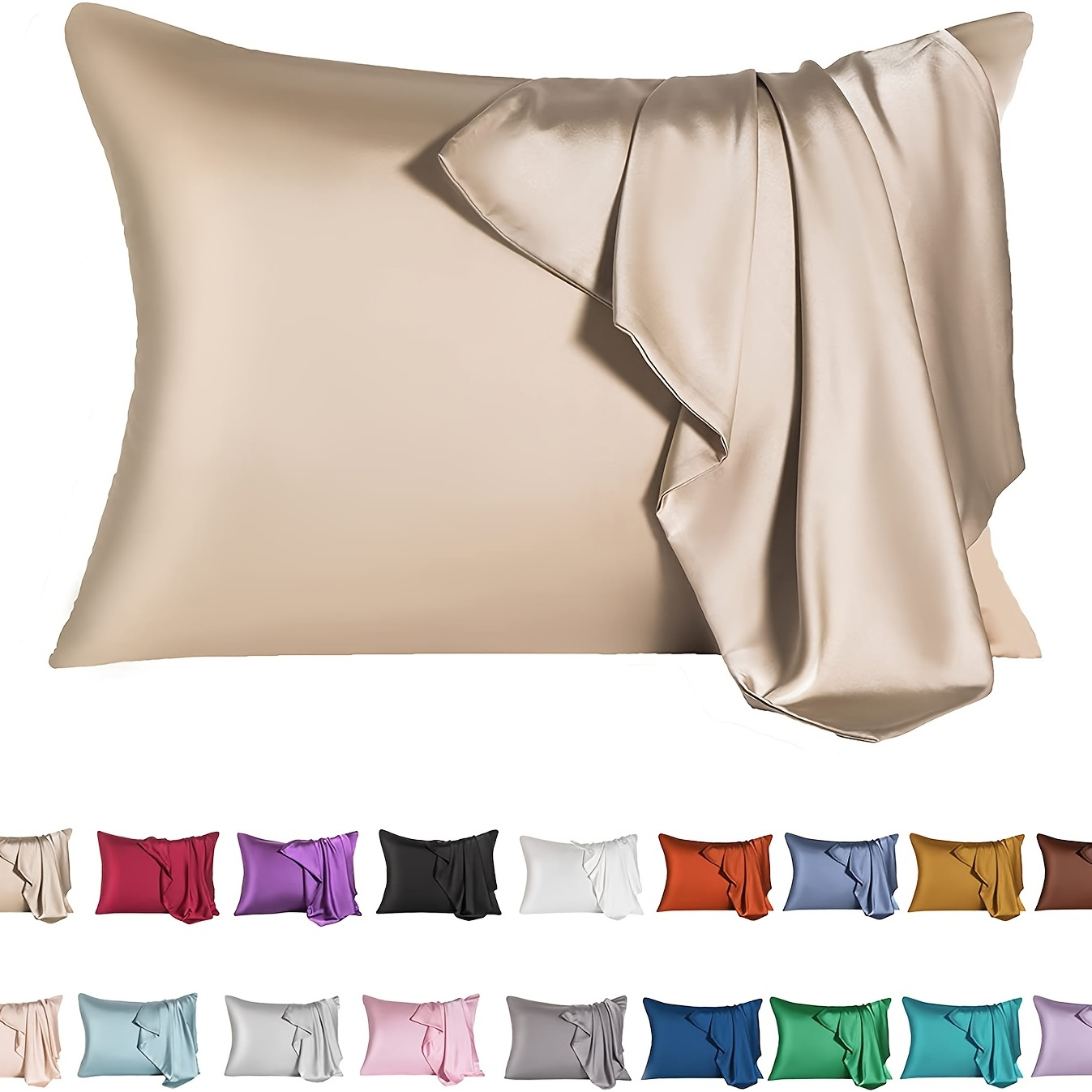 

2pcs Luxurious Satin Pillowcase For Bedroom And Living Room - Soft And Breathable, Perfect For Home Decor And Comfortable Sleep