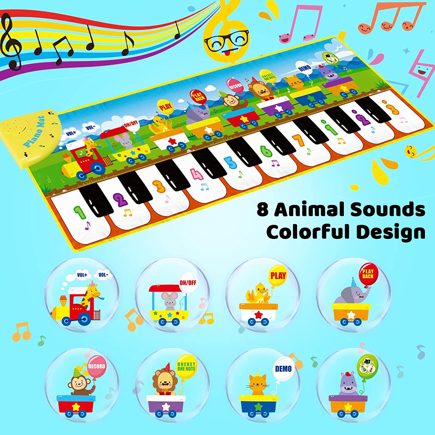 Alfombra Piano Touch Musical 85x30cm Juguete Mat Animales