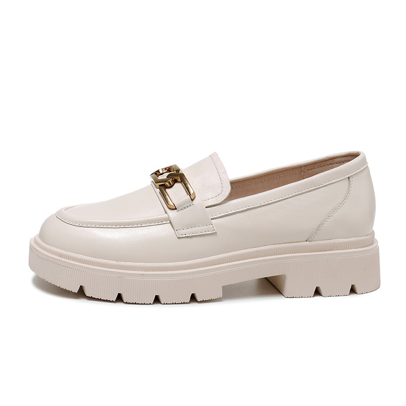 Women's Chain Decor Loafers Platform Chunky Heeled Shoes