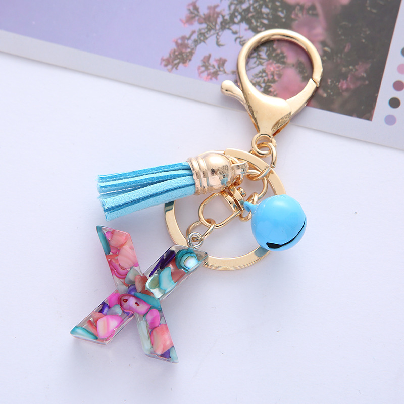 JSNKJLMN Alphabet Keyrings A-Z 26 Initials Letter Key Chain with Tassel  Women Girls Bag Charm Ornaments Key Rings L3B2