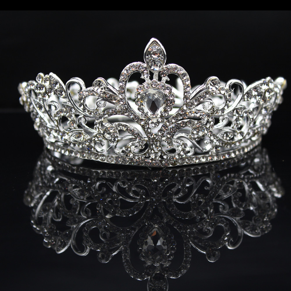 Round Crystal Rhinestone Wedding Tiaras Bridal Hair Accessories Crown ...