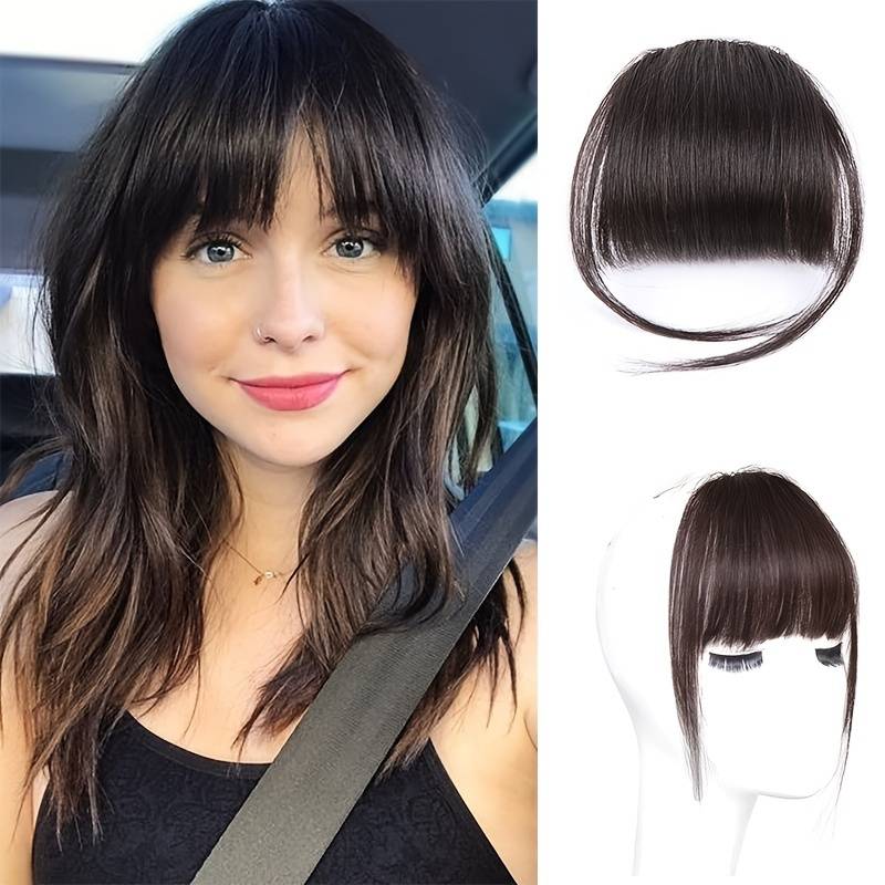 Black And Brown Neat Fake Bangs On Sideburns Synthetic Natural Hair