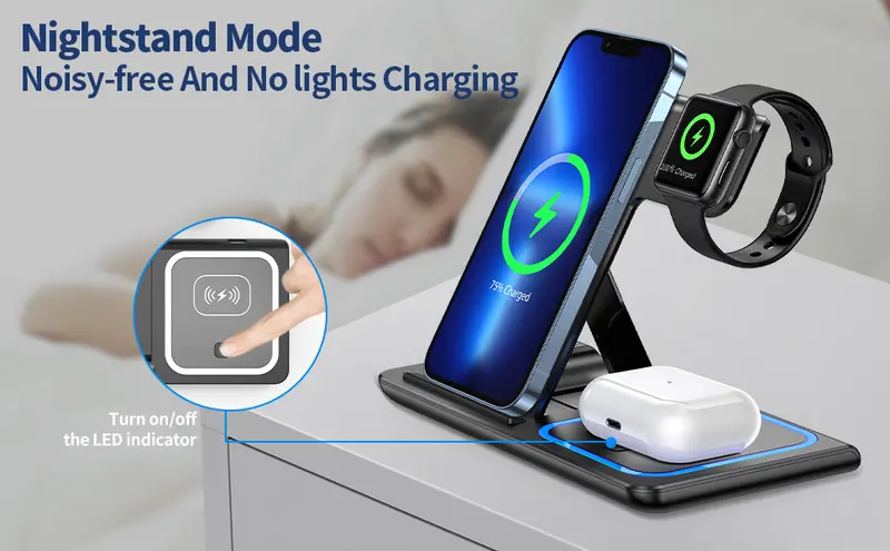 3 in 1 fast charging station folding wireless charger stand for iphone 14 13 12 11 pro max mini plus x xr xs max se 8 plus apple watch 1 8 airpods 3 2 pro details 0