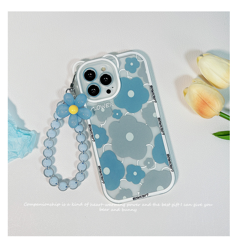 Cute 3d Rainbow Bear Ear Flower Transparent Hang Phone Chain Silicone Case  Clear Soft Back Cover For Iphone14/14plus/14pro/14pro Max,iphone13/13mini/13pro/13pro  Max,iphone12/12mini/12pro/12pro Max,iphone11/11pro/11pro Max,iphonex/xs/xs  Max