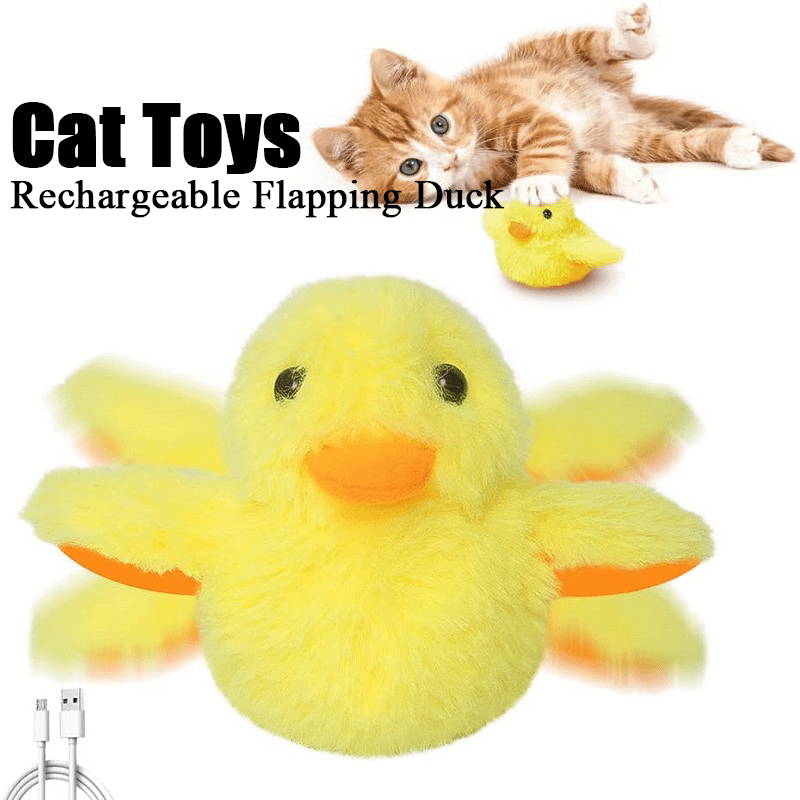 electric cat toys beating wings gravity punching duck plush sound duck toys for cats details 0