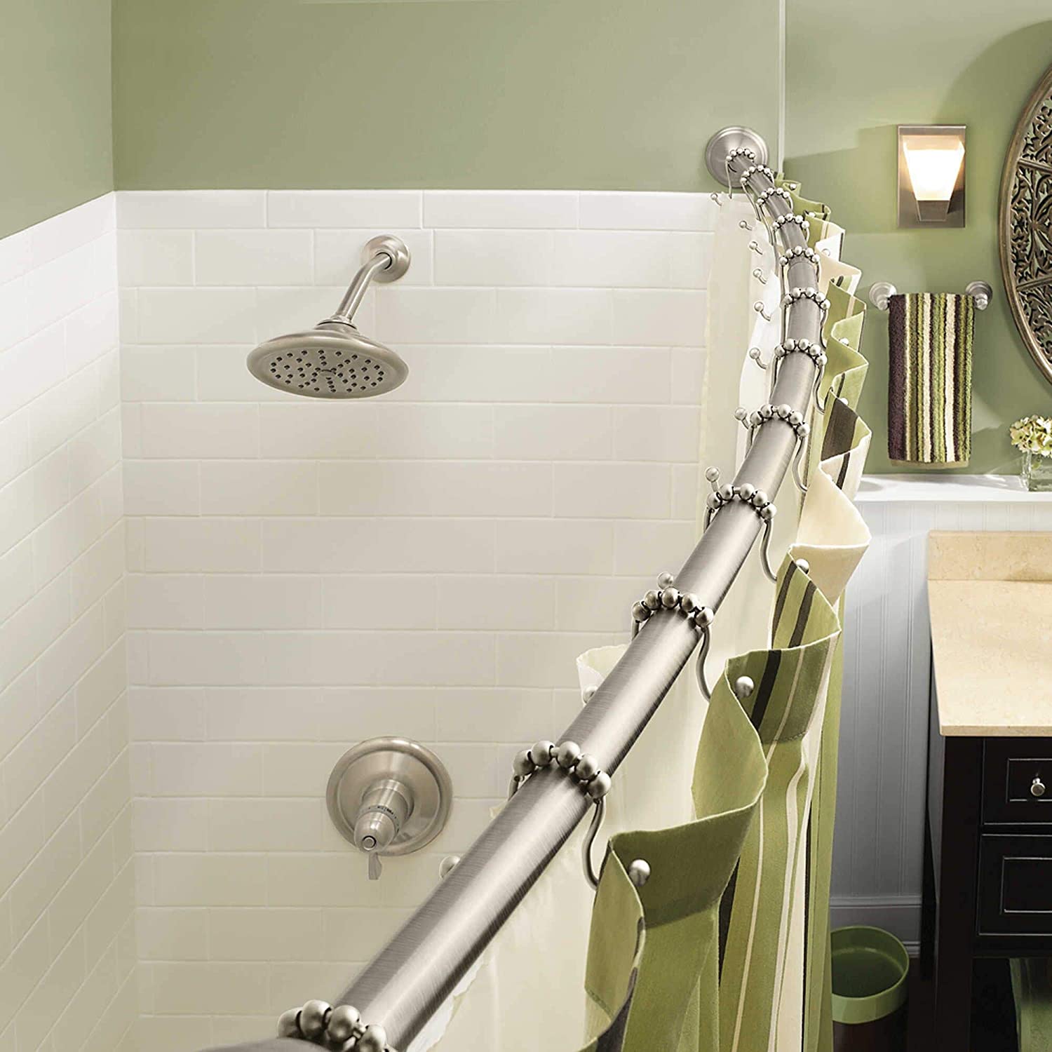 Teskyer - Ganchos para cortina de ducha, hechos de metal inoxidables para  barras de cortinas de baño, 12 unidades