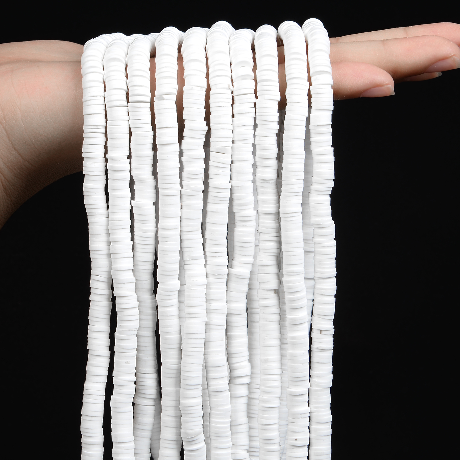 380pcs White Clay Beads Chip Strip 6mm Flat Round Polymer Disk Loose Spacer Heishi Beads for Handmade DIY Jewelry Making Bracelets Flat Polymer Clay