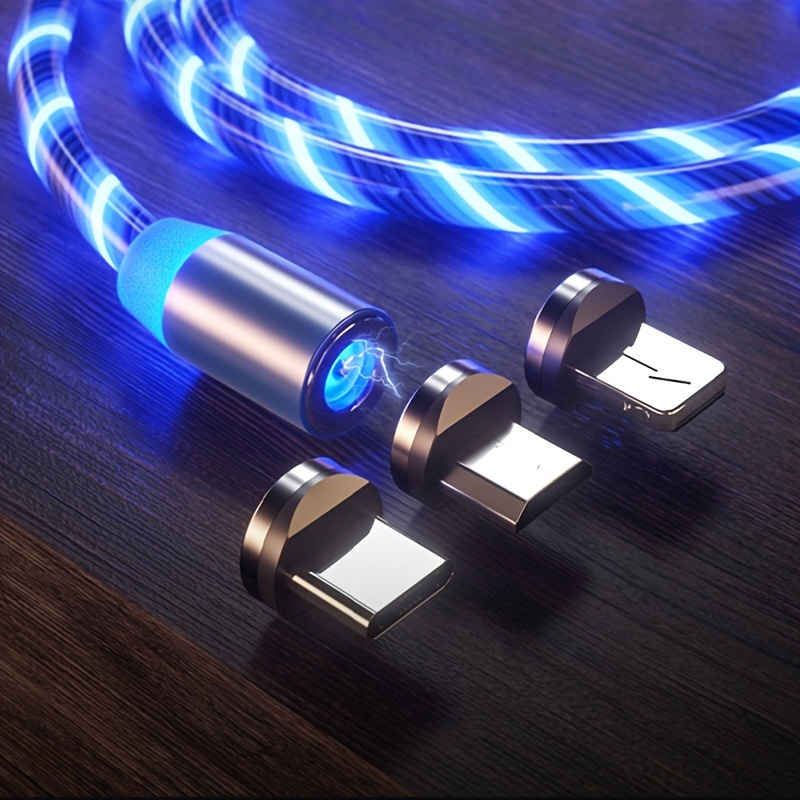 Super-fast Magnetic Usb Charging Cable Led Lighting Data Cord For Mobile  Phones  Temu Japan