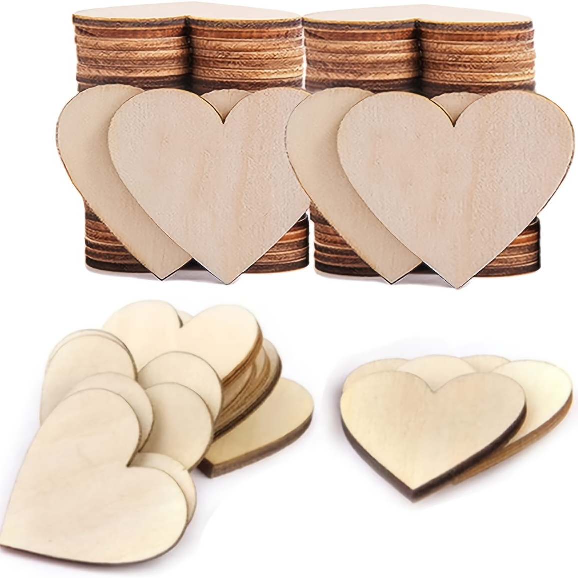 120pcs Wood Heart Slices, 2in Wooden Blank Heart DIY Crafts Slices For  Valentine's Day, Birthday, Party, Wedding, Home Decoration