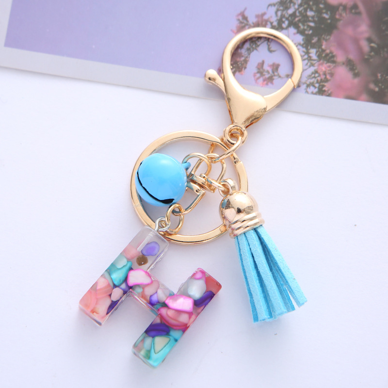 JSNKJLMN Alphabet Keyrings A-Z 26 Initials Letter Key Chain with Tassel  Women Girls Bag Charm Ornaments Key Rings L3B2